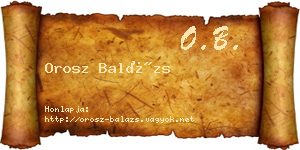 Orosz Balázs névjegykártya